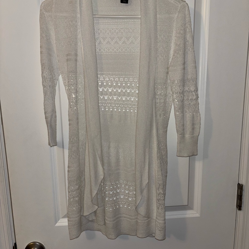 White House Black Market White Knit Cardigan, Sz XXS